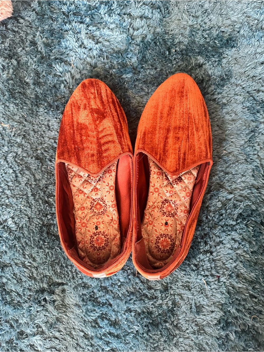 Birdies “the heron” Velvet Slip-On Flats in Burnt Orange